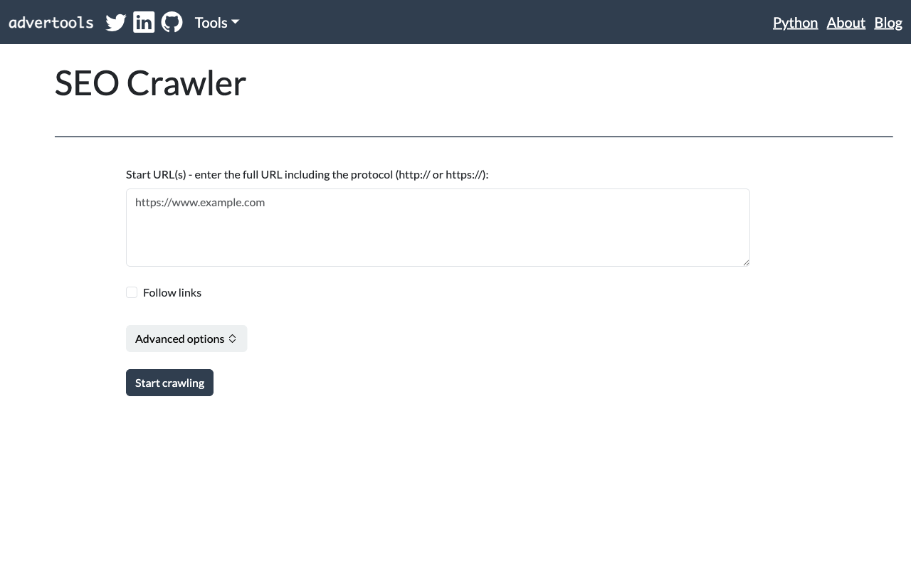 advertools interface preview