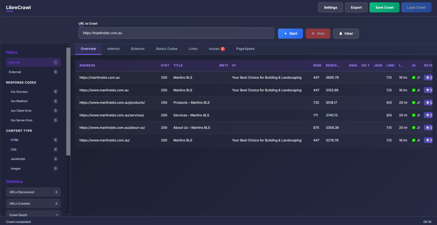 LibreCrawl interface preview